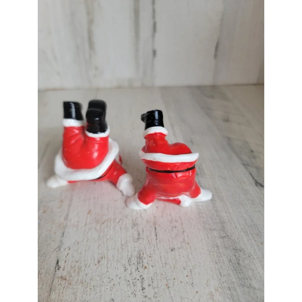 Vintage ceramic tumbling Santa Claus Xmas set funny Unique Home decor figure